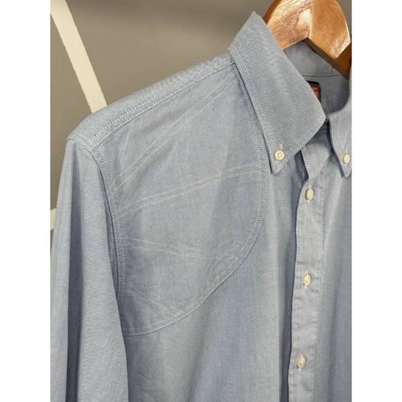 Ball and Buck Hunters Shirt Mens S Blue Chambray Button Down Shooting Pad Hunt - Picture 3 of 15